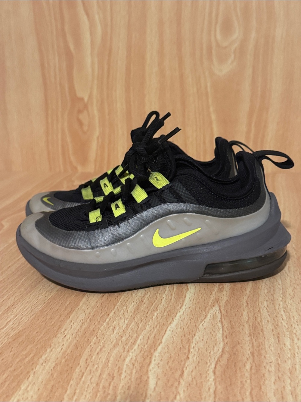 Nike Air Max Kids Black Sneakers with Neon Yellow Swoosh